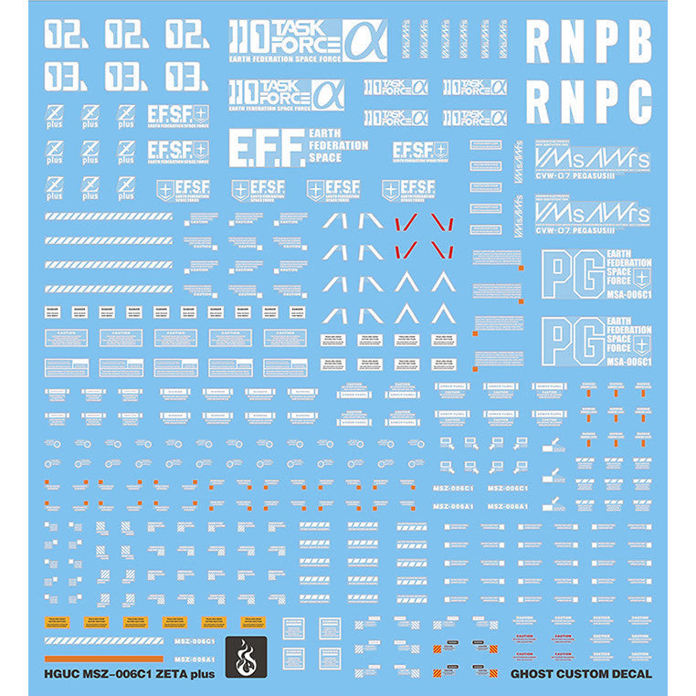 YAN FLAME Water Slide Decal GHOST HGUC ZETA Z PLUS  C1 Fluo (YANHG024) 20250721