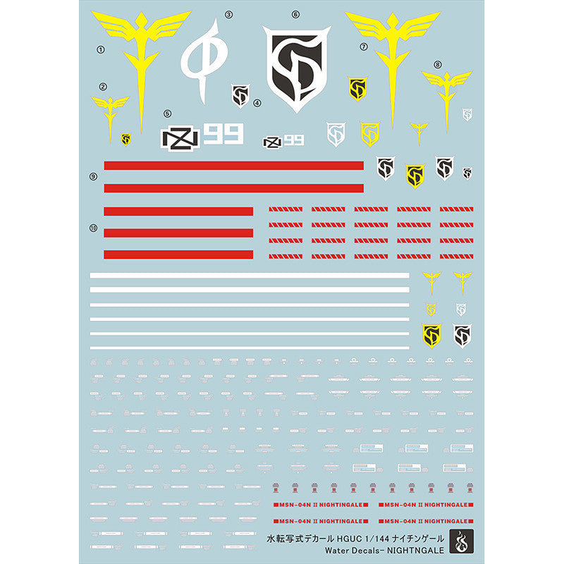 YAN FLAME Water Slide Decal HGUC HG 1/144 MSN-04-2 Nightingale Fluo (YANHG042) 20250721
