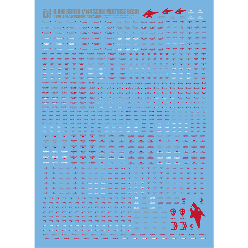 Transamsphere TRS MG RG HG 1/144 1/100 AGE Series Sign Water Slide Decal TRSTU001O TU001G TU001R TU001B TU002O TU002G