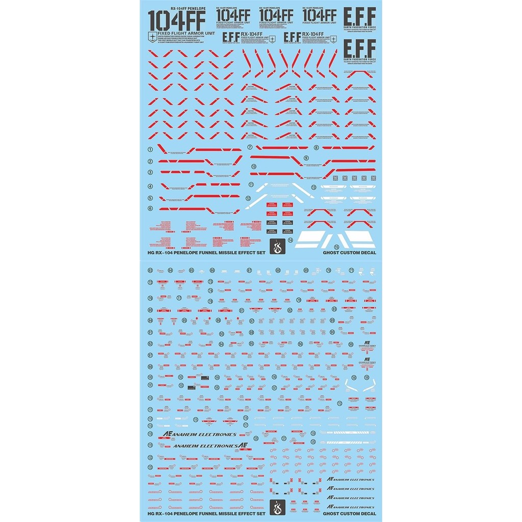 YAN GHOST HG RX-104 PENELOPE FUNNEL MISSILE EFFECT SET WATER SLIDE DECAL (YANHG016) 20250721