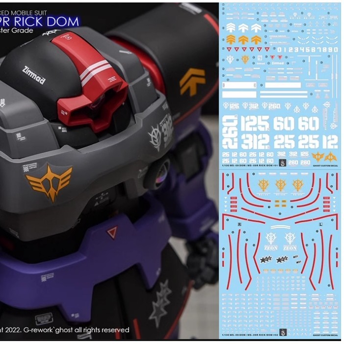 YAN FLAME GHOST MG 1/100 DOM 1.5 Water Slide Decal Fluo Type (YANMG054) 20250721