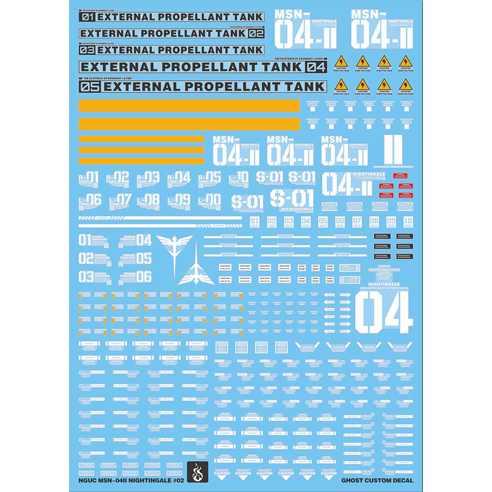 YAN FLAME GHOST HG HGUC 1/144 Nightingale Water Slide Decal Fluo Type (YANHG042) 20250721