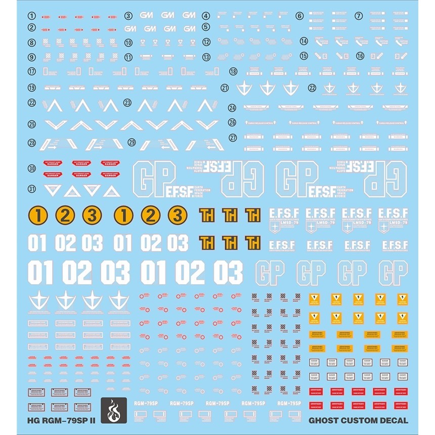 YAN FLAME Water Slide Decal GHOST HG HGUC RGM-79SC SINPE R GM  Fluo (YANHG031) 20250721