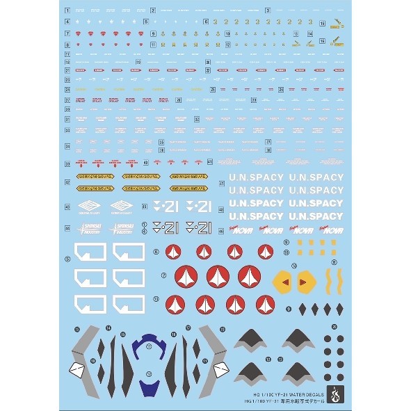 YAN FLAME HG 1/100 YF-21 PLUS Fluo Water slide decal (YANHG069) 20250721