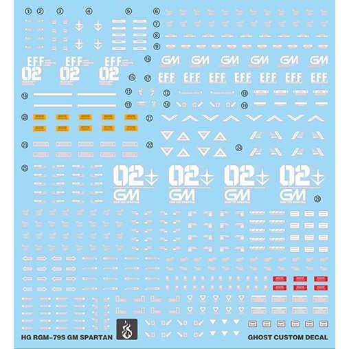 YAN FLAME Water Slide Decal GHOST PB HGUC HG 1/144 RGM-79S GM SPARTAN Fluo (YANHG026) 20250721