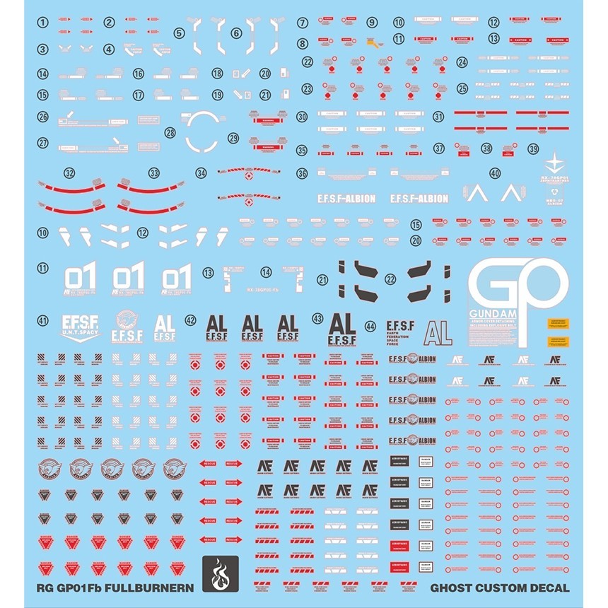 YAN FLAME Water Slide Decal GHOST RG 1/144 RX-78 GP01FB Fluo (YANRG026) 20250721