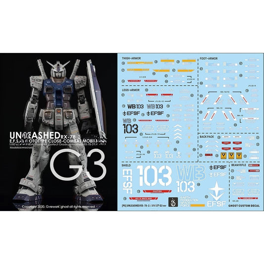 YAN GHOST PG UNLEASHED RX-78 G3 VER.  PGU  G3 2.0 WATER SLIDE DECAL (YANPG002) 20250721