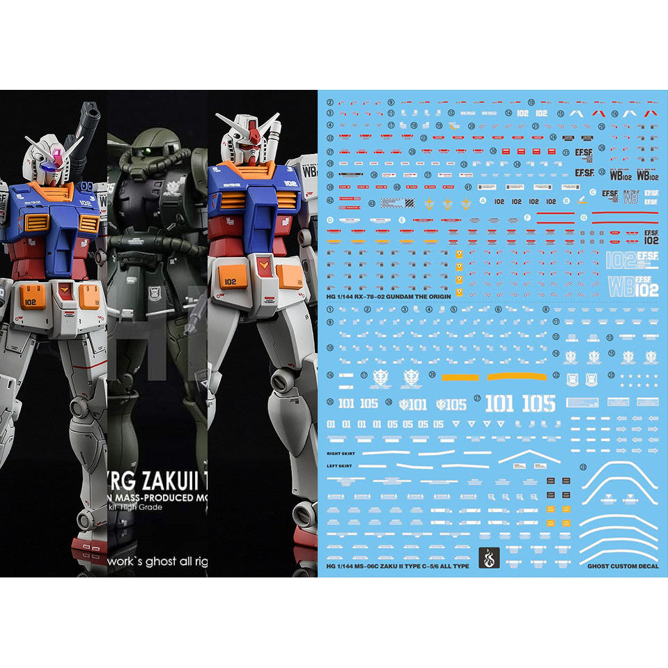 YAN FLAME Water Slide Decal GHOST HG 1/144 GTO Green Zaku and EG RX78-2 Fluo Type (YANHG046) 20250721