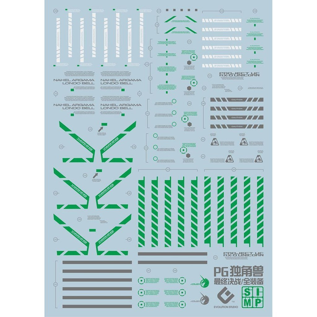 20250721 EVO PG FULL ARMOR UNICORN THREE SHIELD GREEN COATING water slide decal EVOPG016