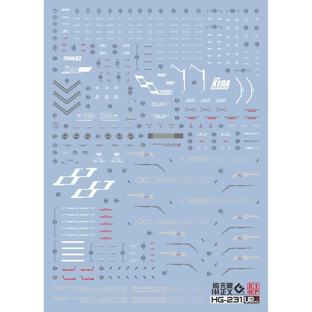 20250721 EVO HG 1/144 Infinite Justice SEED Fluo Water Slide Decal EVOHG016