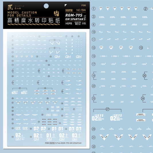 20250722 Artisan's Club HG PB RGM-79S GM Spartan [HGPB-194] Water Slide Decal