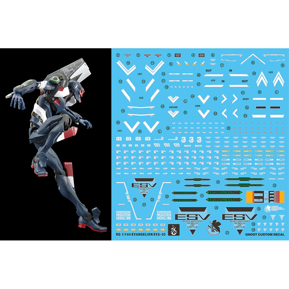 YAN FLAME Water Slide Decal GHOST RG 1/144 EVA MK 3 Unit 03 Fluo (YANRG007) 20250721