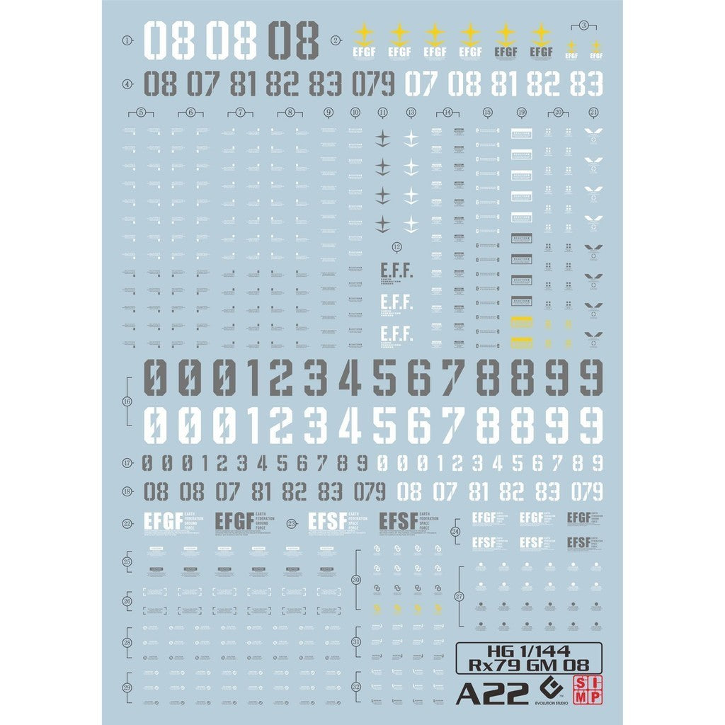 20250721 EVO HG 1/144 RX-79 GM08 08 fluo water slide decal EVOHG013