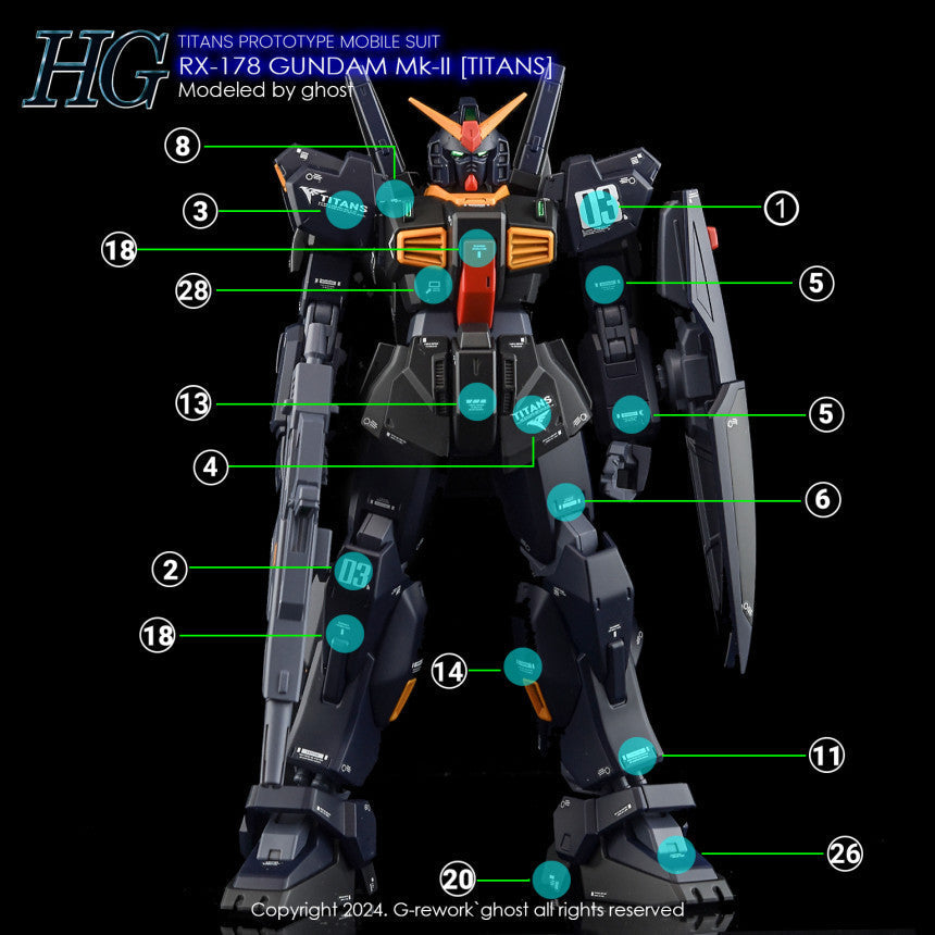 YAN FLAME GHOST HGUC MK2 MK-II Titans Fluo Water slide decal (YANHG079) 20250721