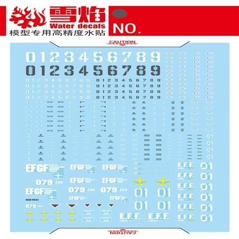 20250722 XUEYAN XY / SNOW FLAME HG-13 HG Blue Destiny+GM Ground Type Fluorescence High-Accuracy Fluorescence Water slide decal