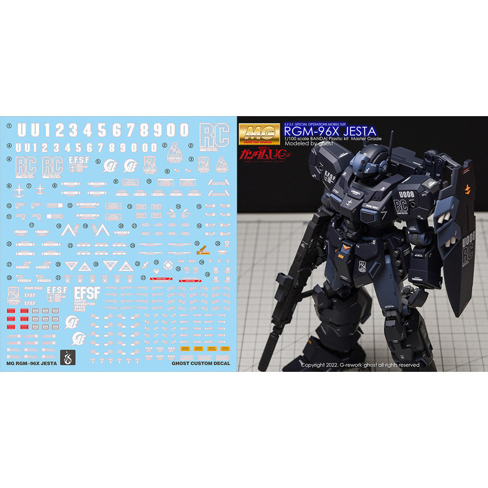 YAN FLAME Water Slide Decal GHOST MG 1/100 RGM-96X Jesta Fluo (YANMG042) 20250721