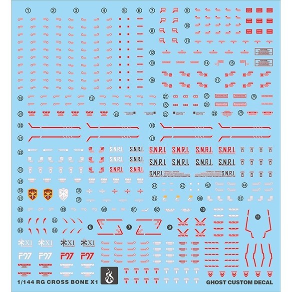 YAN FLAME Water Slide Decal GHOST RG-31 RG CROSSBONE X-1 X1 Fluo (YANRG019) 20250721