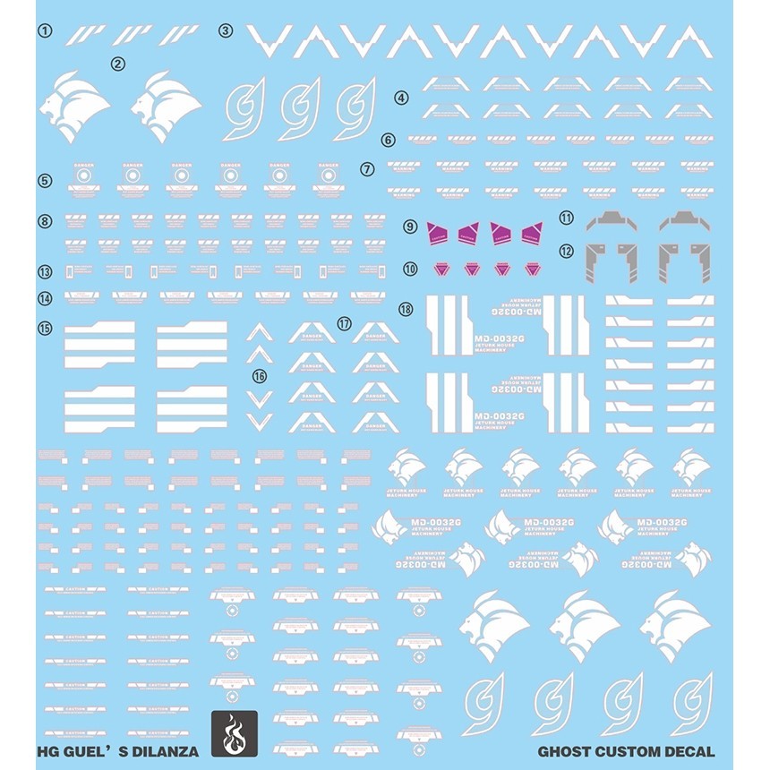 YAN FLAME Water Slide Decal GHOST HG HG TWFM Guel's dilanza Fluo (YANHG088) 20250721