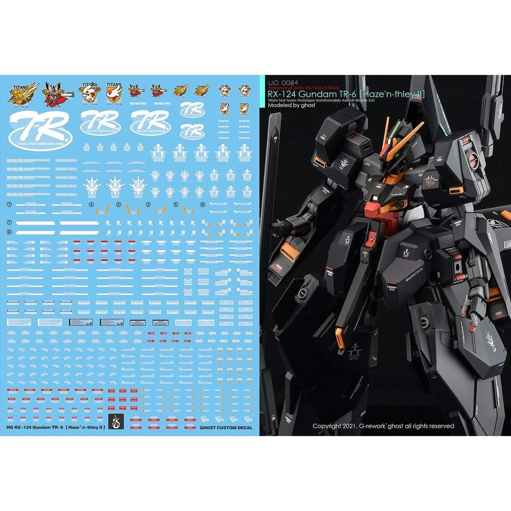 YAN FLAME Water Slide Decal GHOST HGUC RX-124 TR-6 Haze'n Thley Ⅱ Fluo Type Water Slide Decal (YANHG082) 20250721