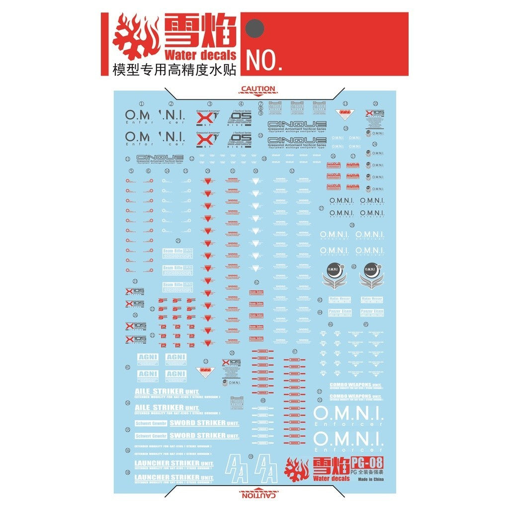 20250722 XUEYAN XY / SNOW FLAME PG 1/60 Perfectibility Strike Fluorescence Water slide decal