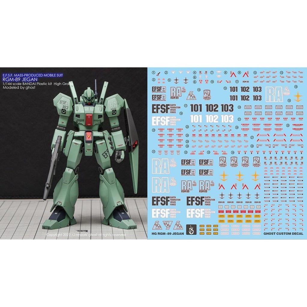 YAN FLAME Water Slide Decal GHOST HGUC HG 1/144 RGM-89 Jegan 097  Fluo (YANHG061) 20250721