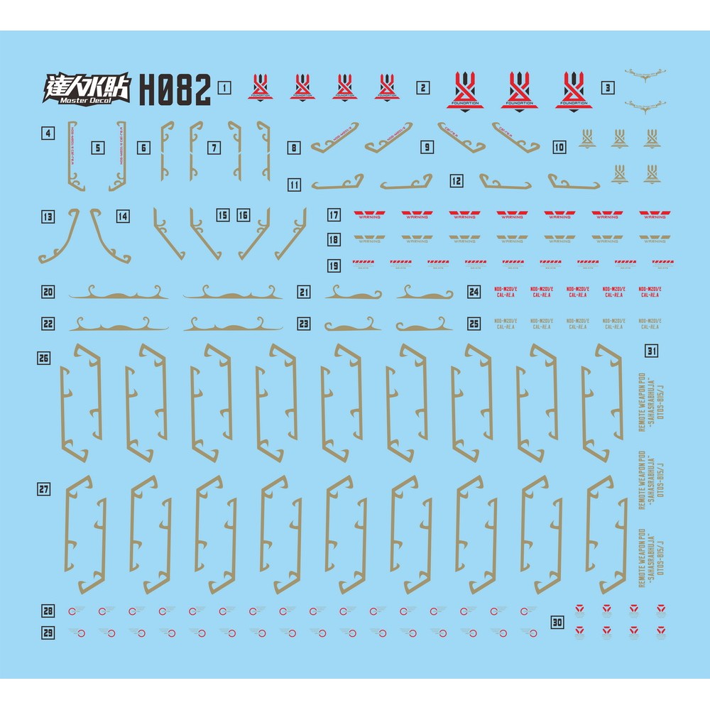 MASTER Water Slide Decal for H082 HG 1/144 Black Knight Squad Cal-re.A