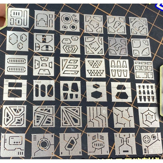 Alexen AJ0095 iron handle crystal flake engraving detail auxiliary ruler model tool