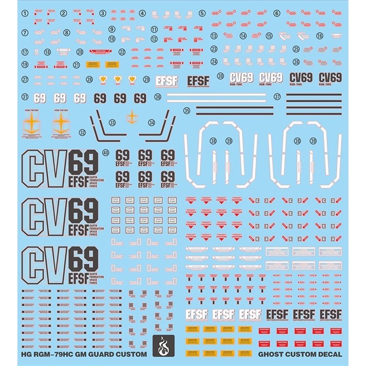 YAN FLAME Water Slide Decal GHOST HG 1/144 GTO RGM-79HC Guard Custom Fluo (YANHG078) 20250721