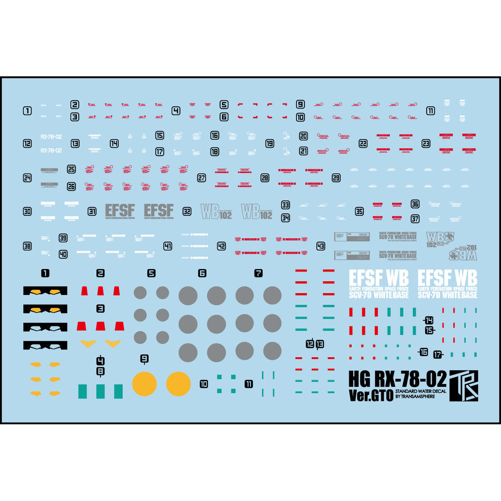 Transamsphere TRS HG 1/144 RX-78-02 GTO RX78 Water Slide Decal TRSHG003