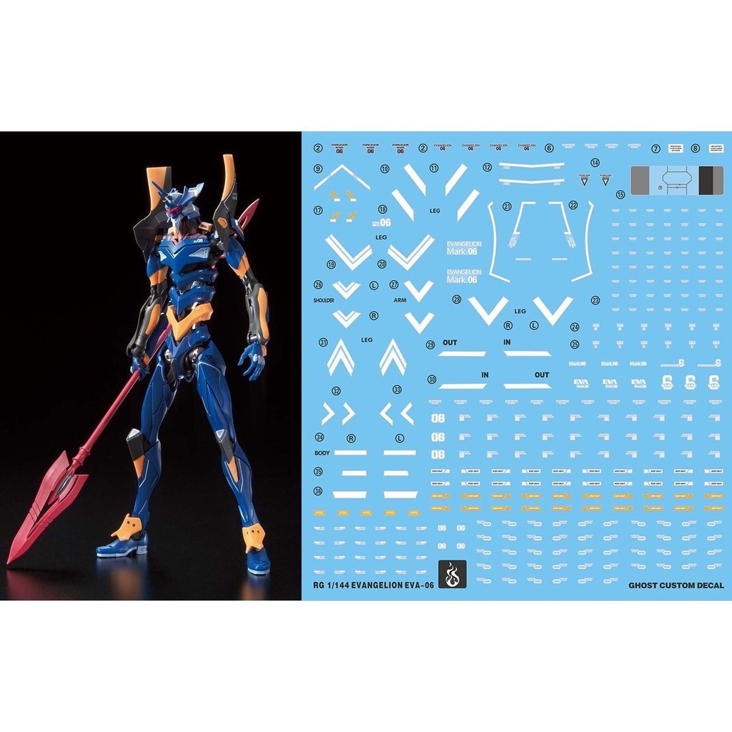 YAN FLAME Water Slide Decal GHOST RG 1/144 EVA MK 6 06 Unit 06 Fluo Type  (YANRG032) 20250721