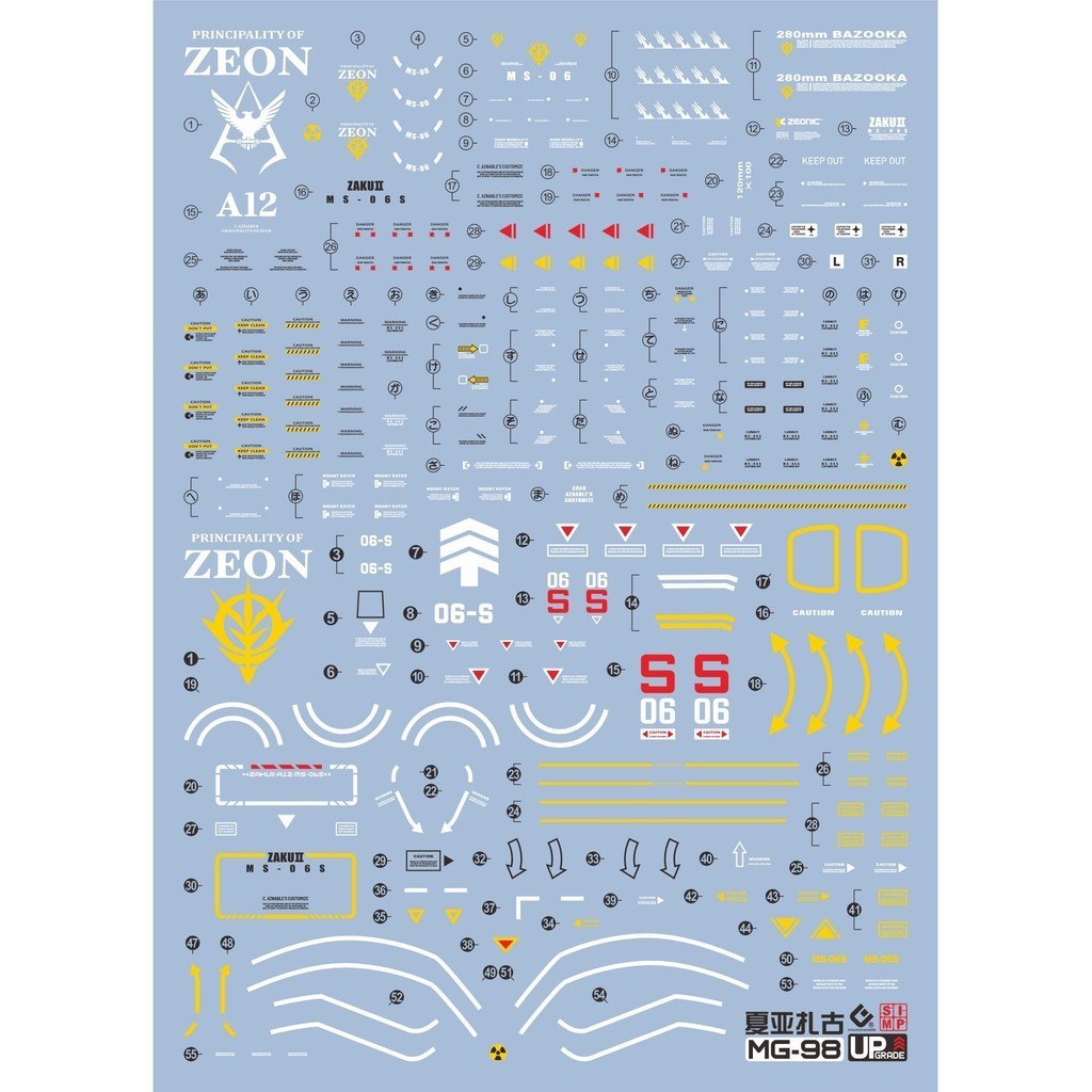 20250721 EVO MG 1/100 CHAR'S ZAKU RED fluo water slide decal EVOMG013