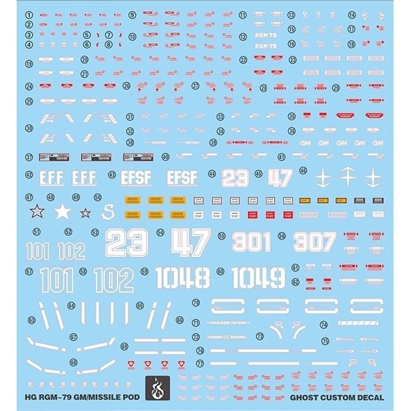 YAN FLAME GHOST HG 1/144 GTO 79 GM MISSILE POD Fluo Water slide decal (YANHG092) 20250721