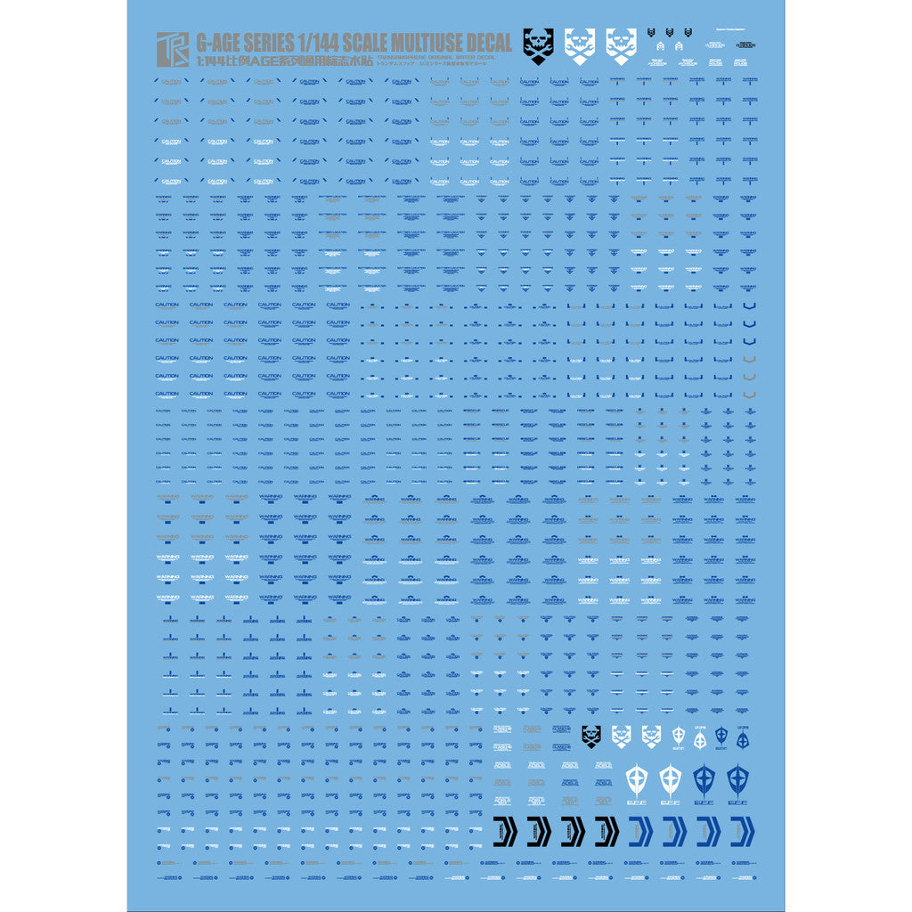 Transamsphere TRS MG RG HG 1/144 1/100 AGE Series Sign Water Slide Decal TRSTU001O TU001G TU001R TU001B TU002O TU002G