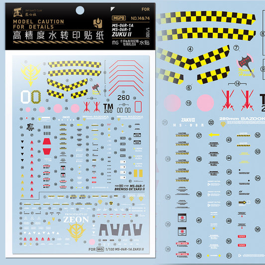 20250722 Artisan's Club MG 1/100 Breniss OX' Zaku MS-06R-1A MS-06R-1 ZAKU II Water Slide DecalMGPB14&74