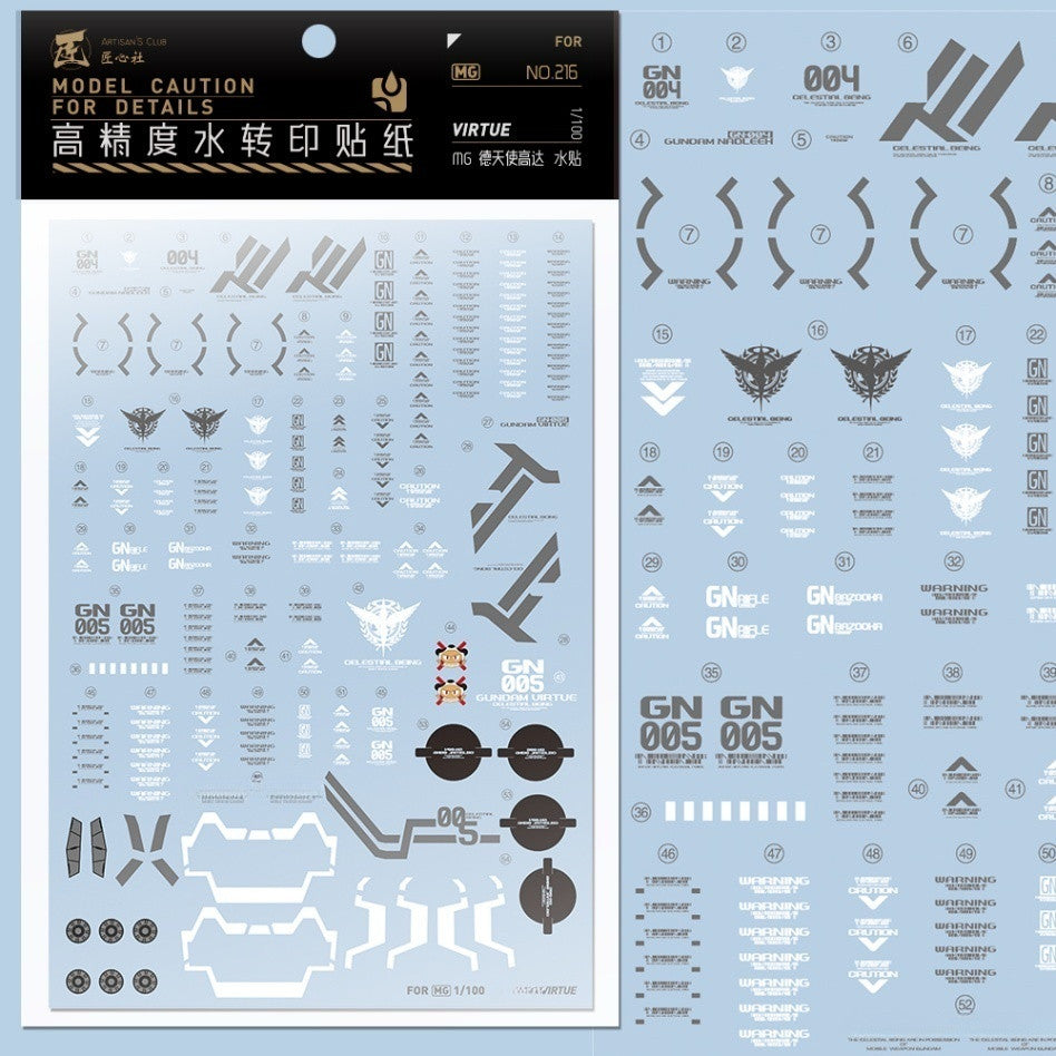 20250722 Artisan's Club MG 1/100 Virtue 00 [MG216 ] Water Slide Decal