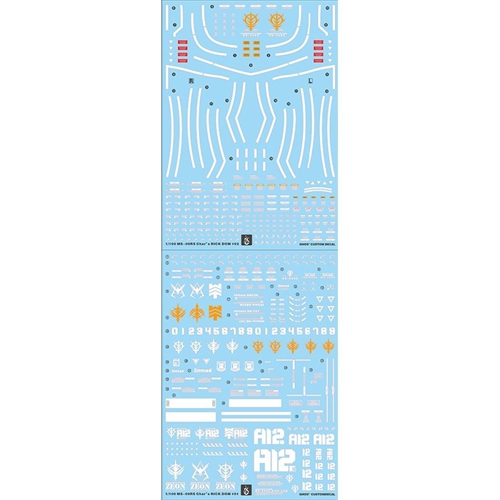 YAN FLAME GHOST MG 1/100 RICK DOM 1.5 Water Slide Decal Fluo Type (YANMG055) 20250721