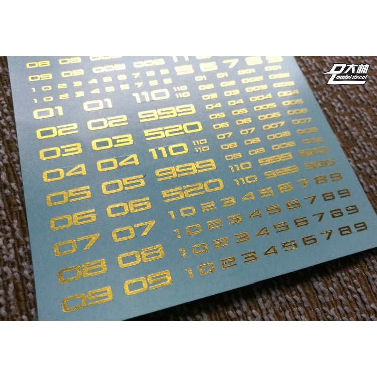 DL DALIN Water slide decal 1/144 1/100 1/60 Number Digital General Use Gold Coating