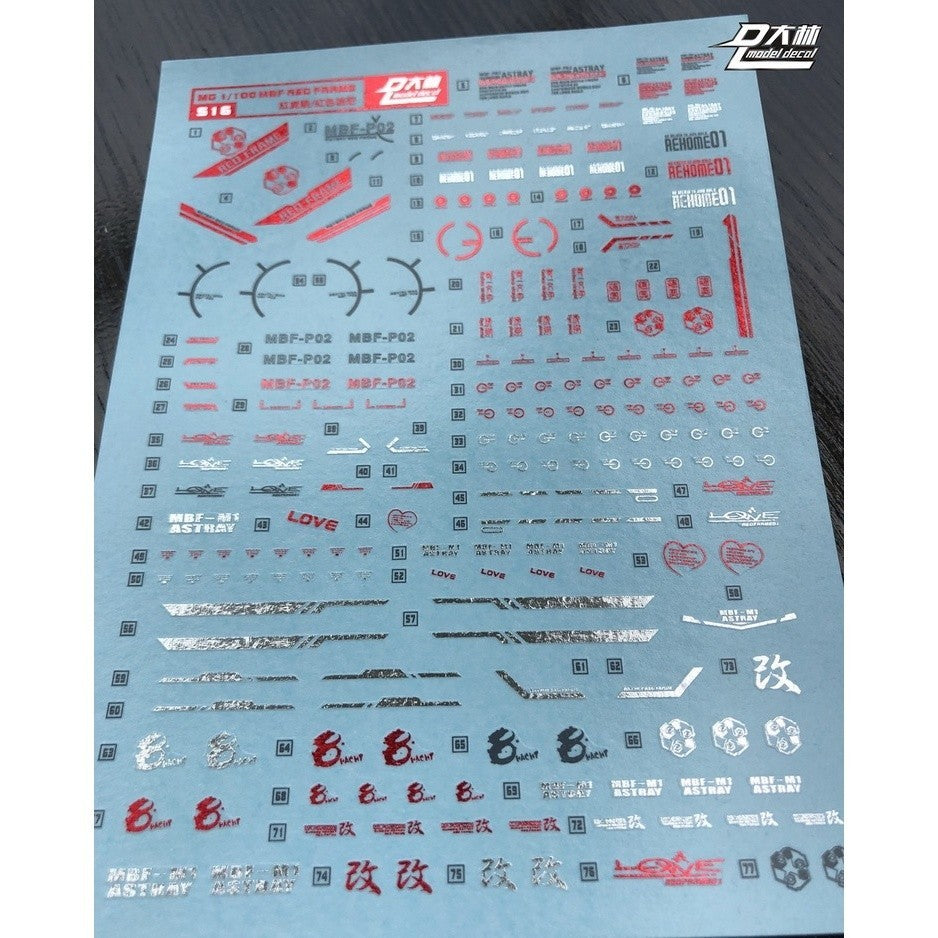 DL DALIN Water slide decal Color Coating MG MB Red Frame Stand