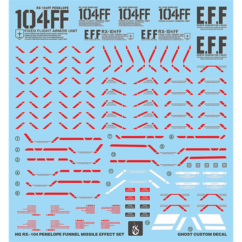 YAN GHOST HG RX-104 PENELOPE FUNNEL MISSILE EFFECT SET WATER SLIDE DECAL (YANHG016) 20250721
