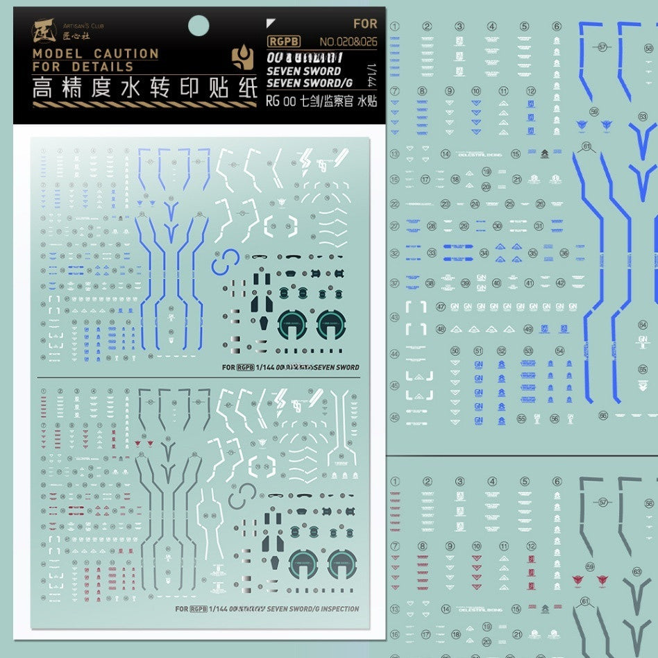 20250722 Artisan's Club RG 1/144 OOR 00R 7 Swor d / G Water Slide Decal[RGPB020/026]