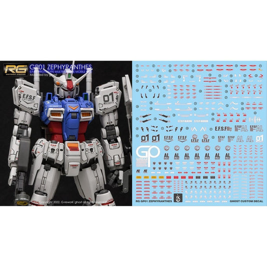 Yan GHOST RG 1/144 RX-78 GP01 Zephyranthes Fluo Type Water Slide Decal (YANRG009) 20250721