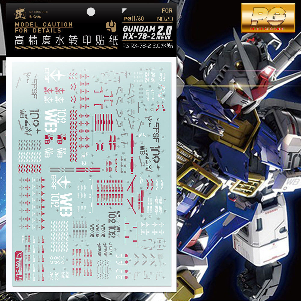 20250722 Artisan's Club PGU PG 1/60 RX-78-2 2.0 Fluo Water Slide Decal
