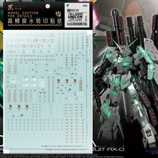 20250722 Artisan's Club RG 1/144 FA Full Armor Unicorn Final Battle Ver. Water Slide Decal