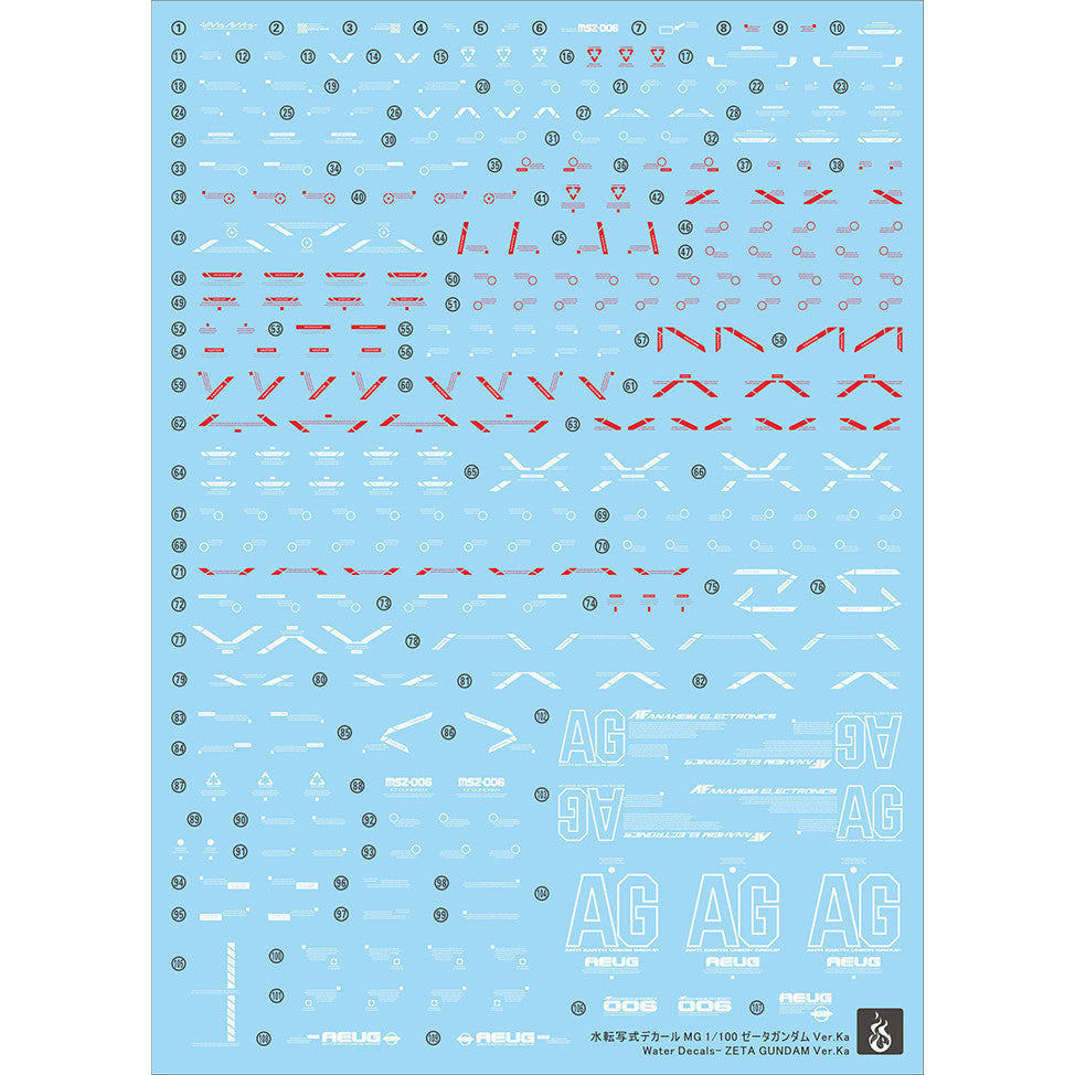 YAN FLAME Water Slide Decal MG  Z  ZETA Ver.Ka 20TH Fluo (YANMG030) 20250721