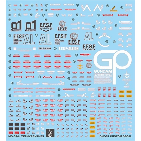 YAN FLAME Water Slide Decal GHOST MG 1/100 GP01 GP01FB Fluo (YANMG050) 20250721