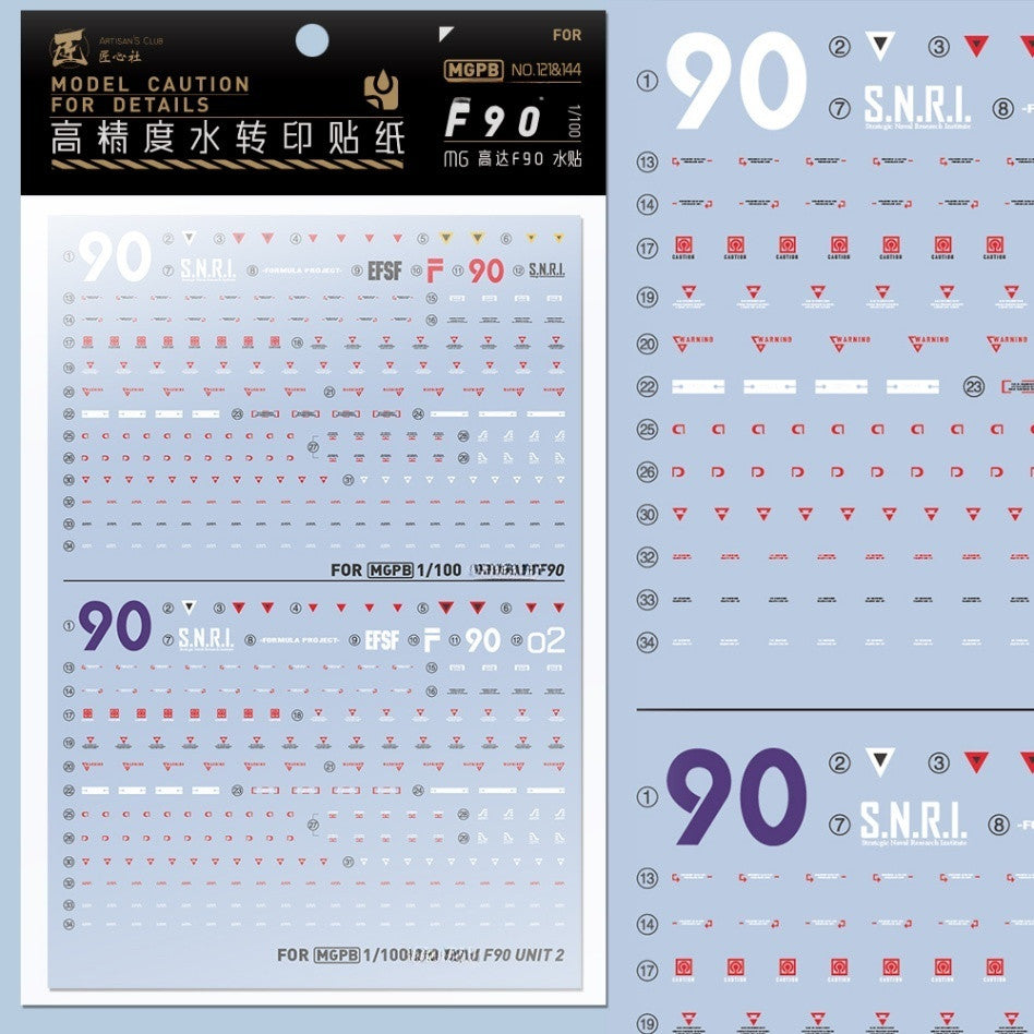 20250722 Artisan's Club MG 1/100 F90 Unit 2 Water Slide Decal [MGPB121&144]