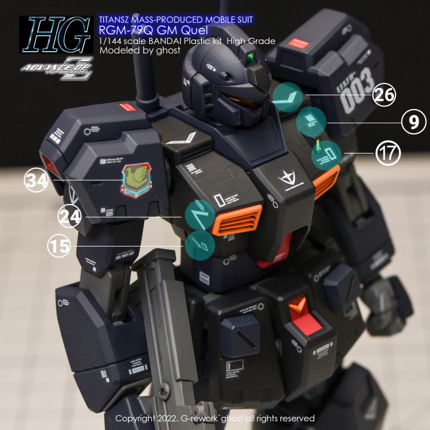 YAN FLAME Water Slide Decal GHOST HGUC HG 1/144 RGM-79Q GM QUEL  Fluo (YANHG073) 20250721