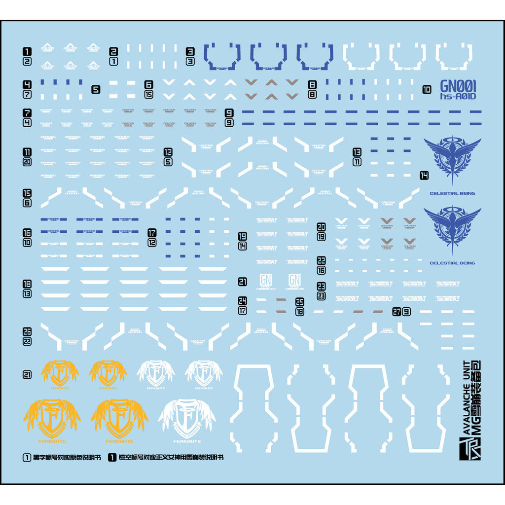 Transamsphere TRS MG 1/100 Avalanche EXIA + Astreae F Water Slide Decal TRSMG021AV