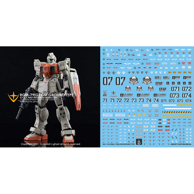 YAN FLAME Water Slide Decal GHOST HG 1/144 RX-79 GM Ground Type Fluo (YANHG090) 20250721