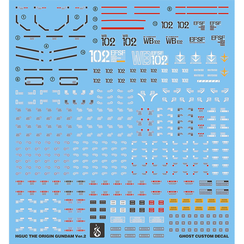 YAN FLAME Water Slide Decal GHOST HG 78 RX-78-02 GTO 2.0 Fluo (YANHG030) 20250721